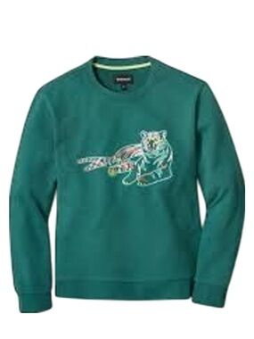 Bonobos Teal Green Crewneck Sweatshirt with Graphic Tiger